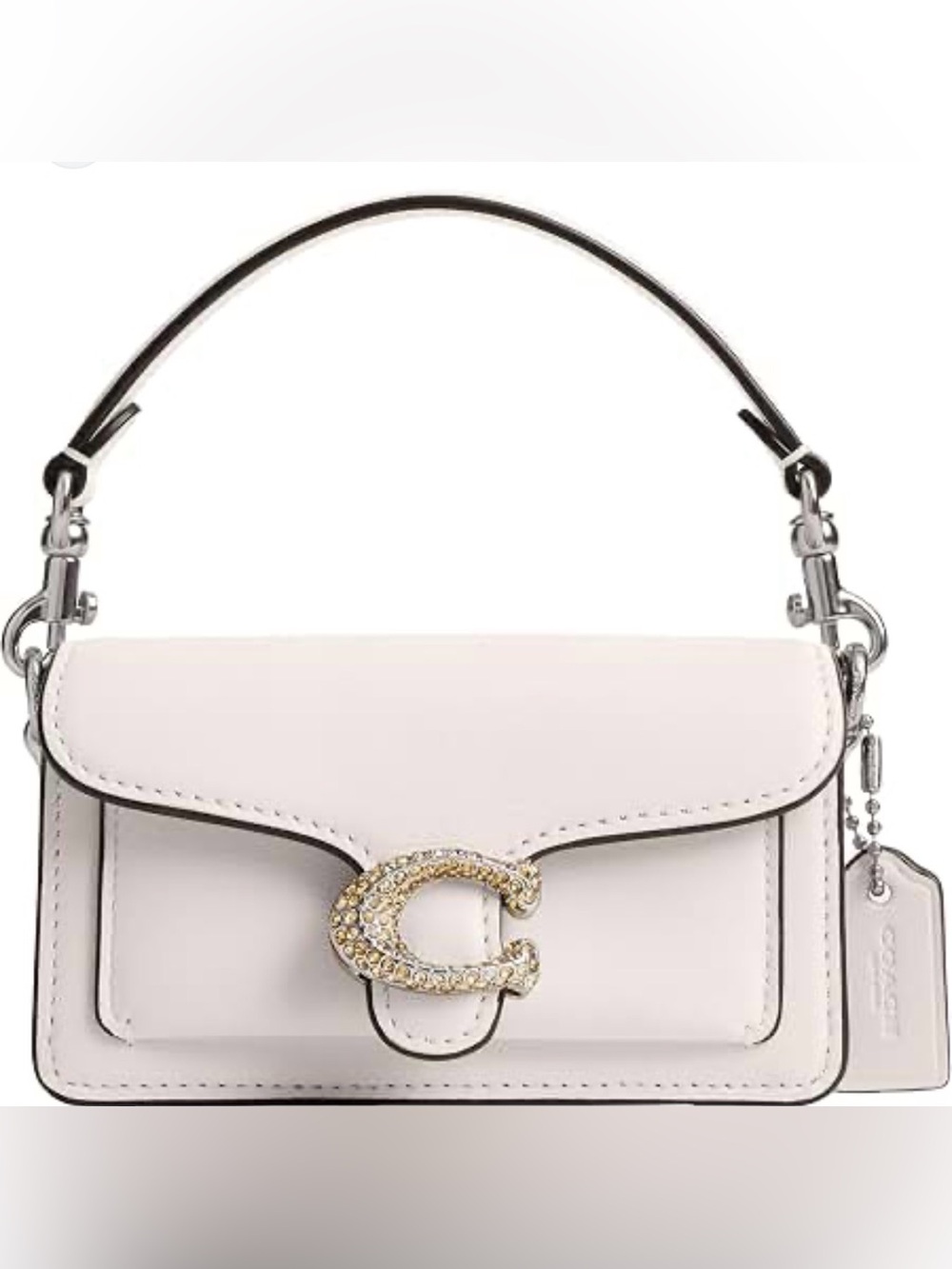 Coach Tabby 12 Cream Shoulder Bag with Crystal 'C' Accent
